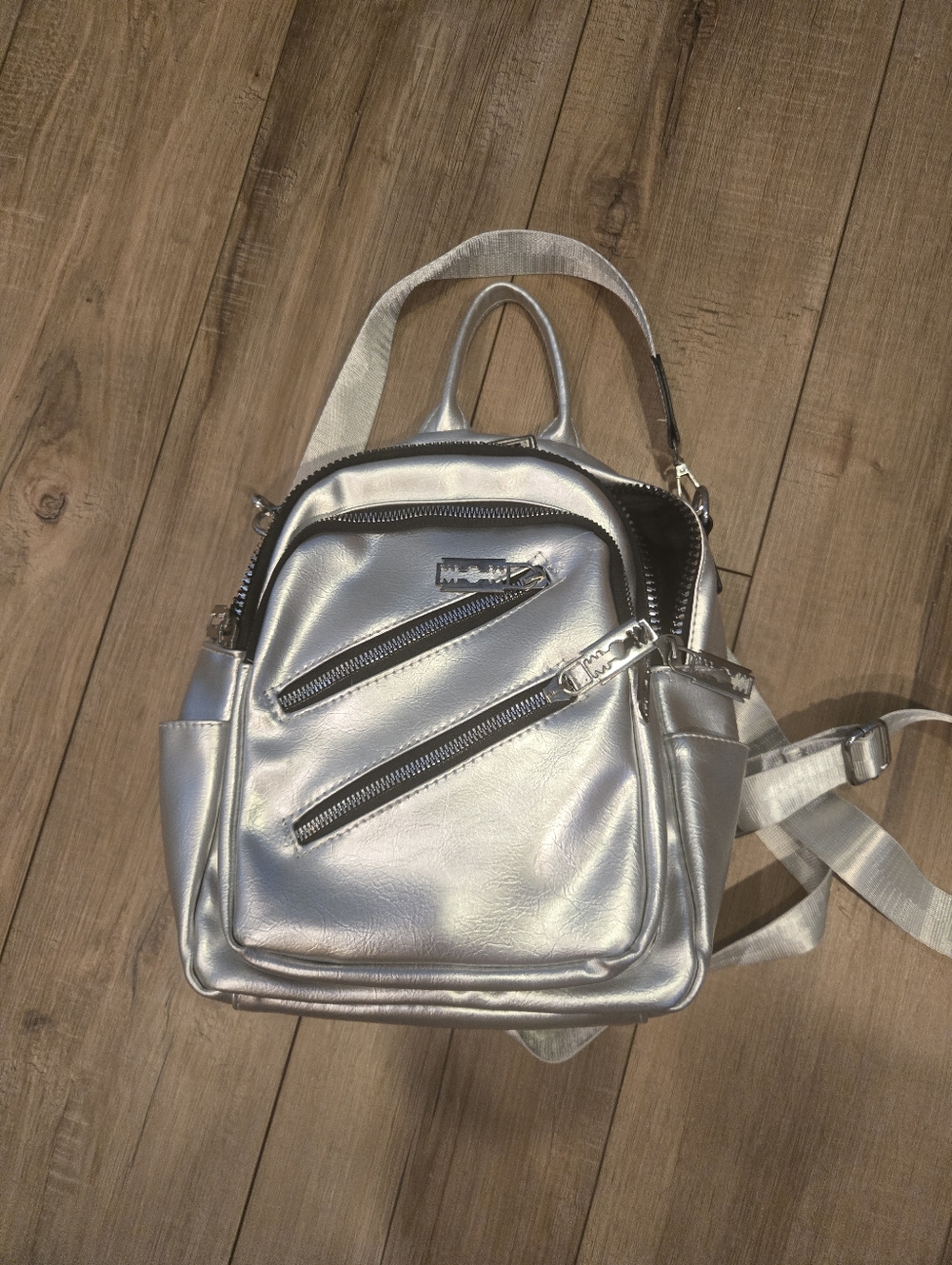 Metallic Silver Mini Backpack - Picture 6 of 11